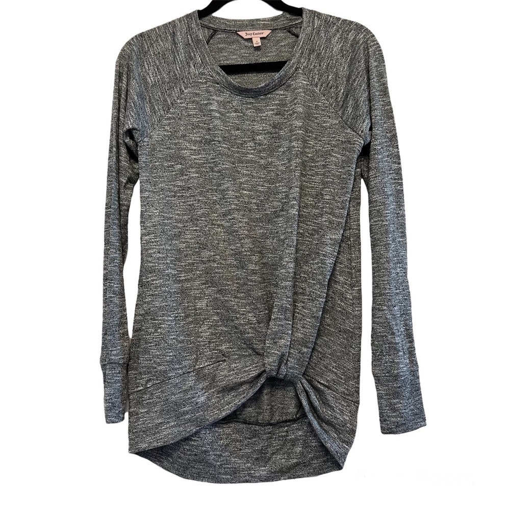 Juicy Couture Gray‎ Knot Front Long Sleeve Top